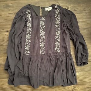 Grey long sleeve boho blouse